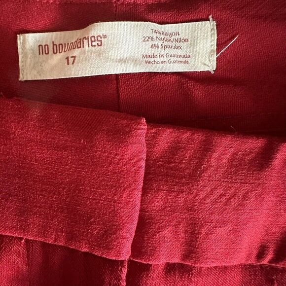 No Boundaries Cropped Skinny Stretch Ankle Pants Slacks Pockets Red 17 - Picture 5 of 5